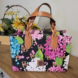 Dooney & Bourke Hydrangea Black Monogram Gia Satchel Handbag